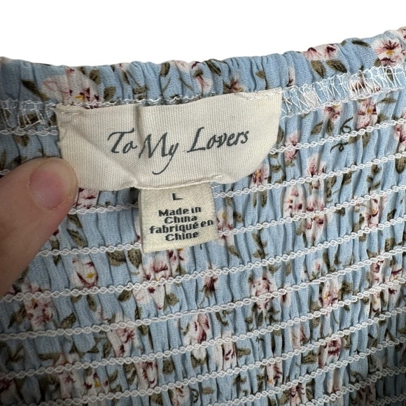 To My Lovers Baby Blue Floral Spaghetti Strap Sun Dress Size Large - Picture 6 of 9